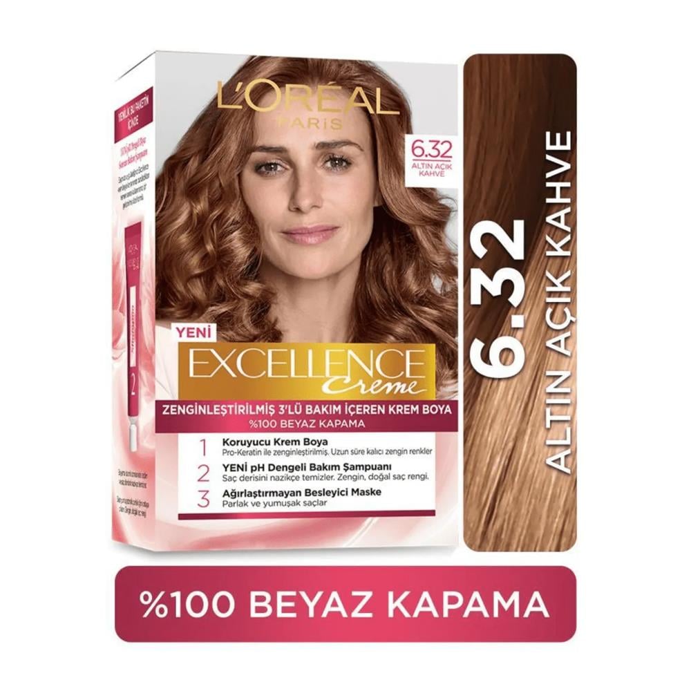 Saç BoyasıExcellence Boya Altın Açık Kahve No:6.32