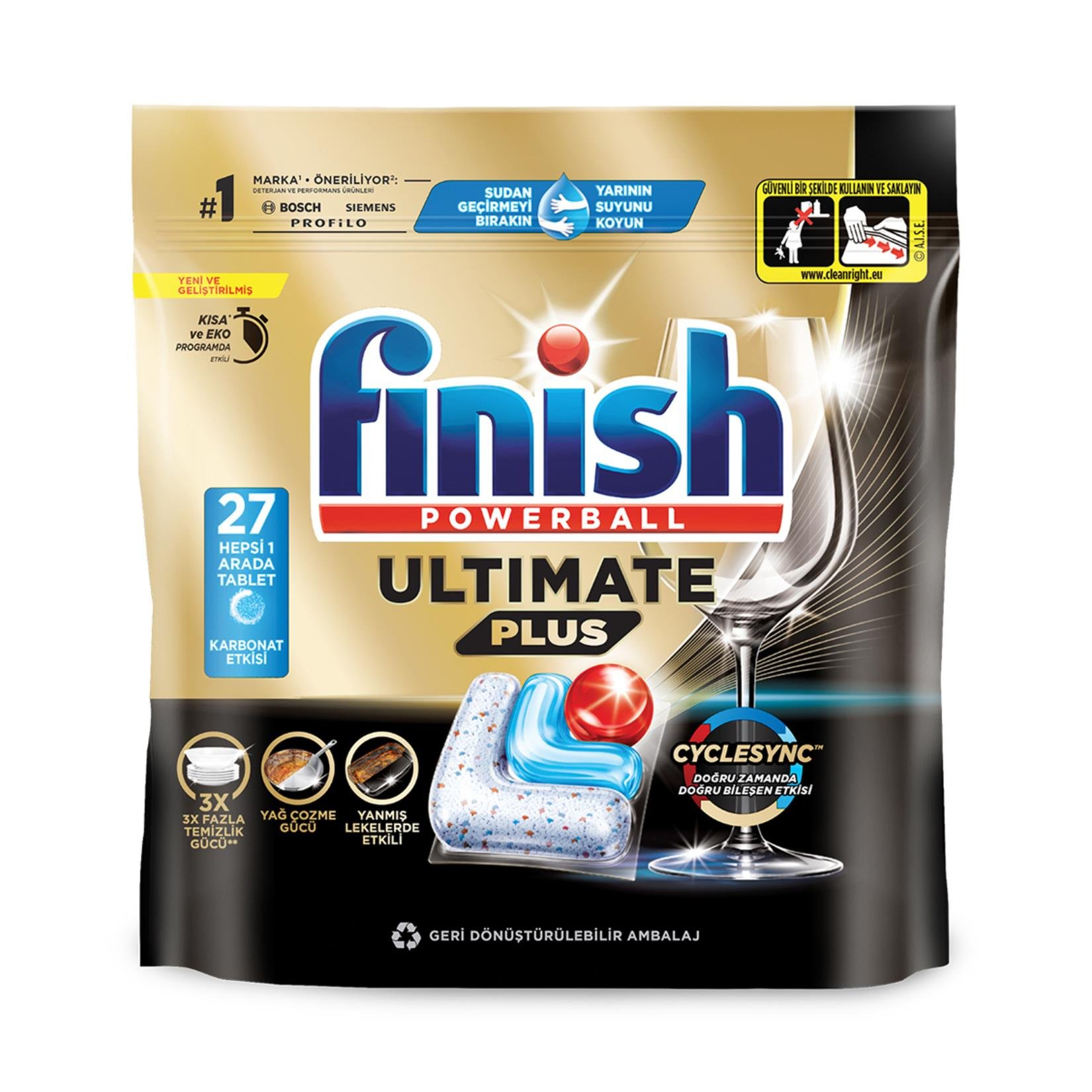 Bulaşık Makinesi TabletiFinish Ultimate Plus Karbonat Etkisi 27 li Bulaşık Makinesi Tableti