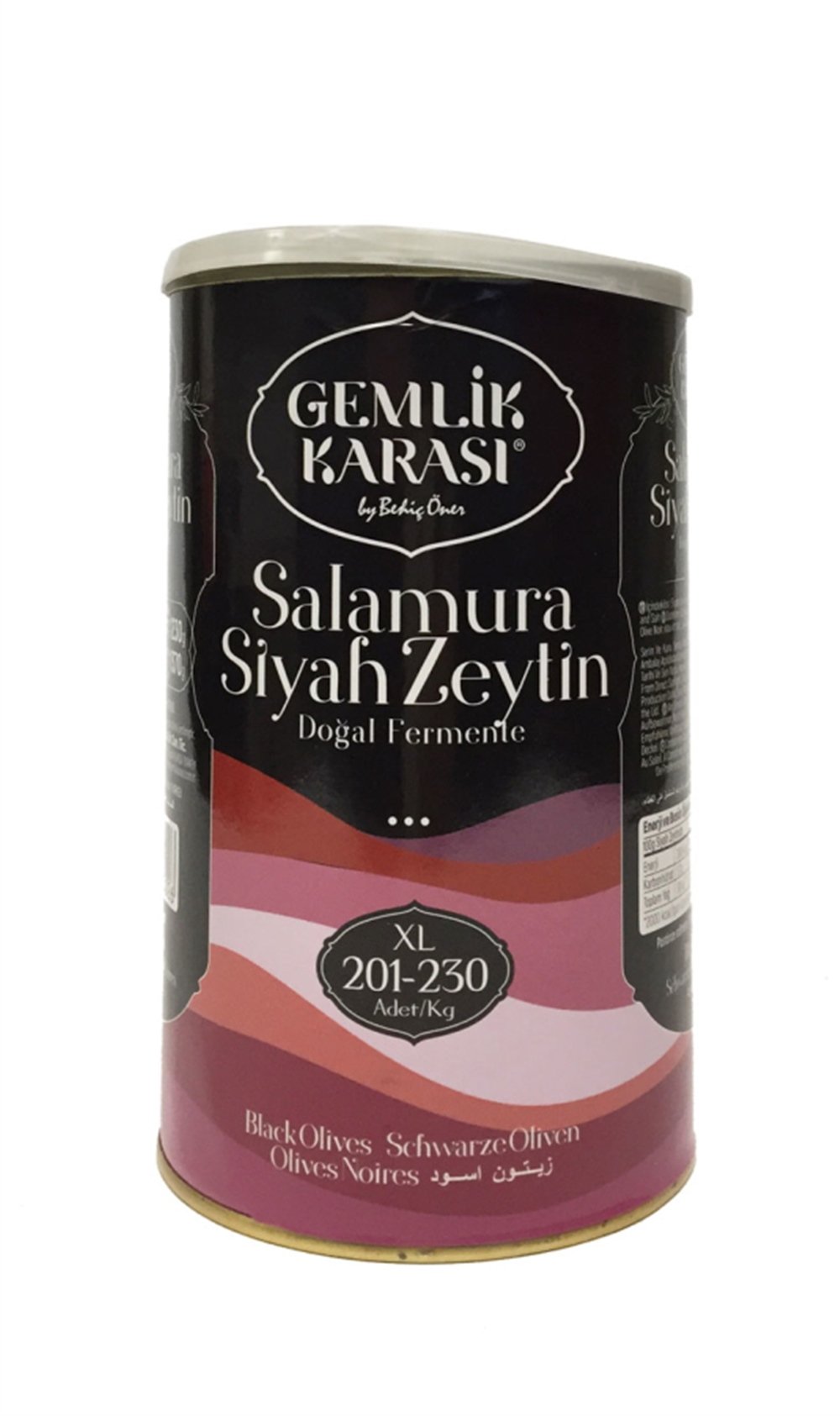 Gemlik Karası Salamura Siyah Zeytin  XL 201-230  800 Gr