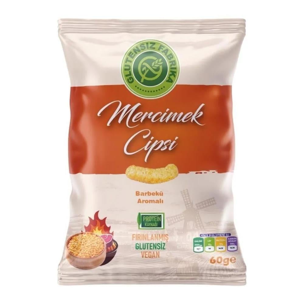 Sağlıklı AtıştırmalıkGlutensiz Fabrika Mercimek Cipsi Barbekü Aromalı 60 Gr