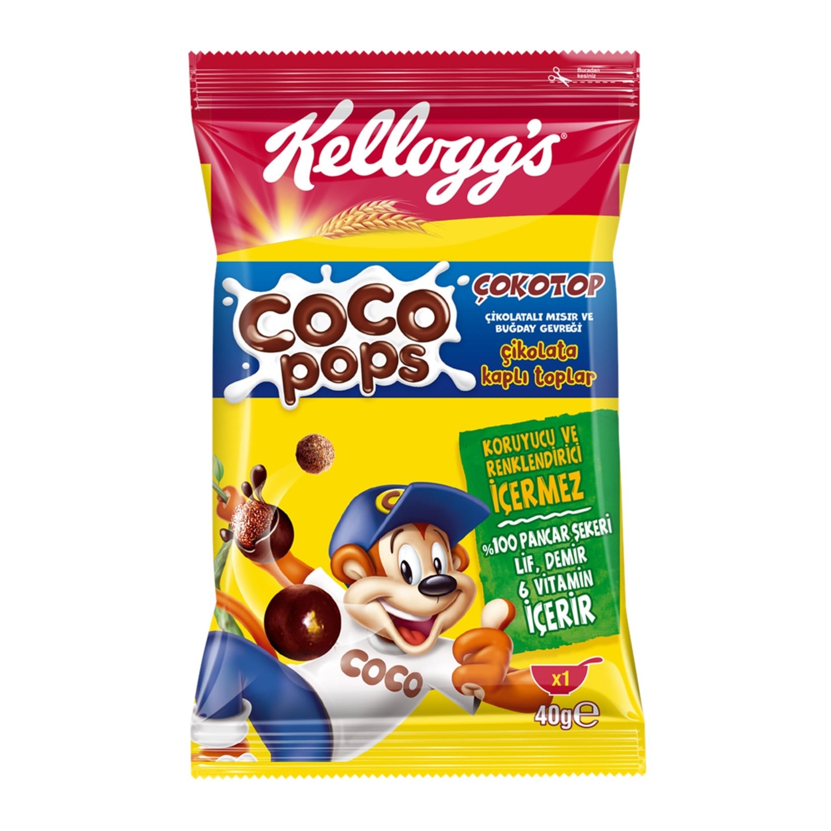 Kahvaltılık GevrekKelloggs Coco Pops Çokotop 40 g
