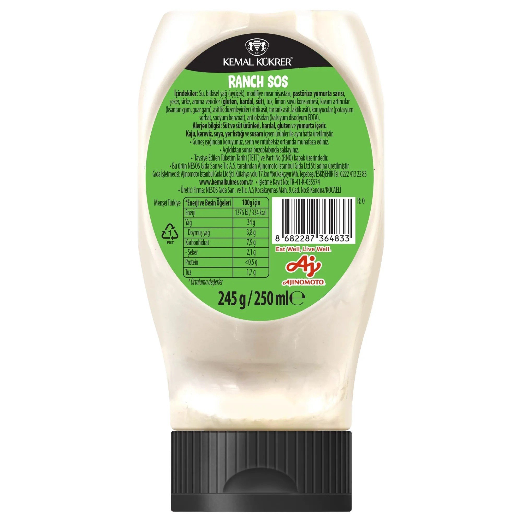 Diğer SoslarKemal Kükrer Ranch Sos 245 g