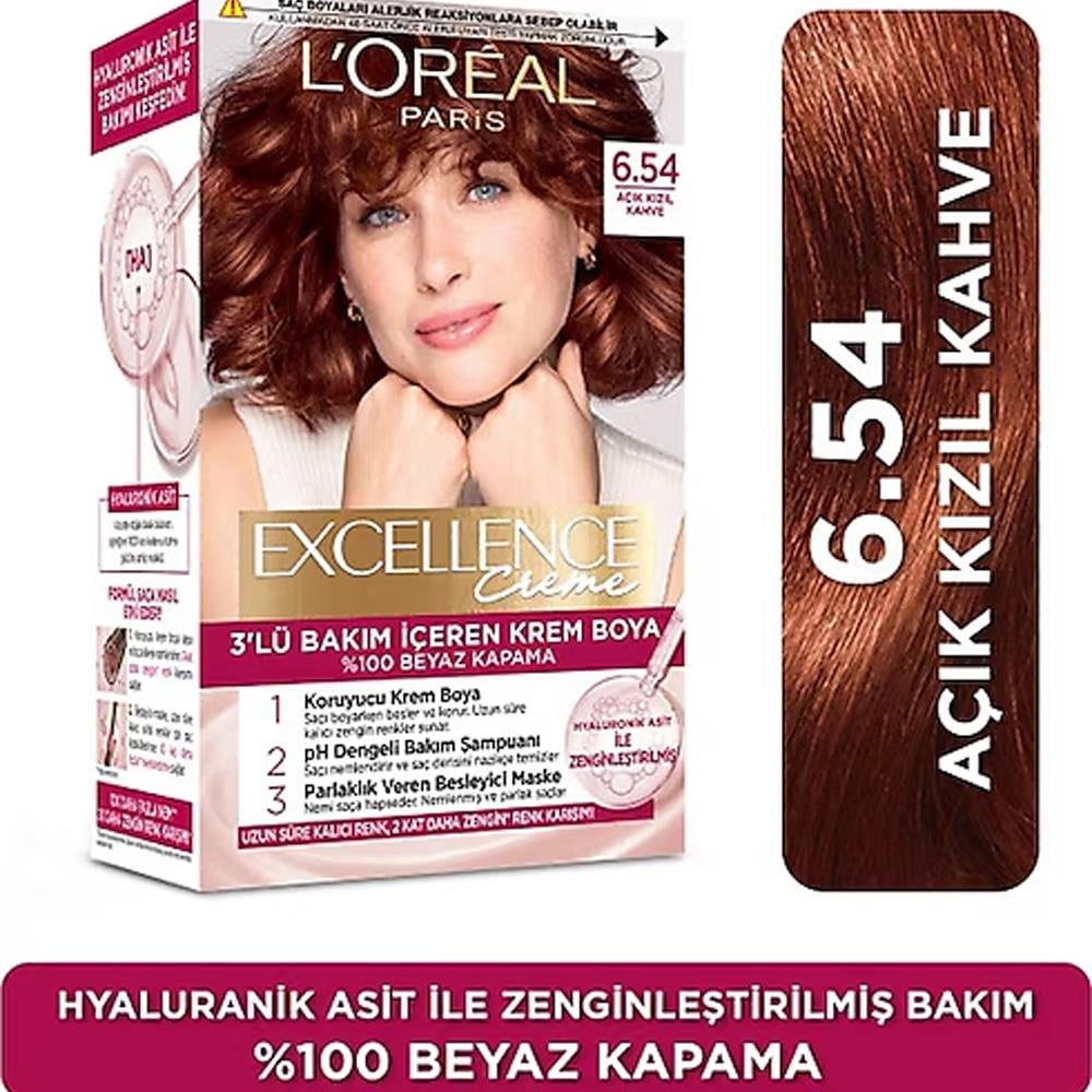 Saç BoyasıLoreal Paris Excellence Intense 6.54 Açık Kızıl Kahve