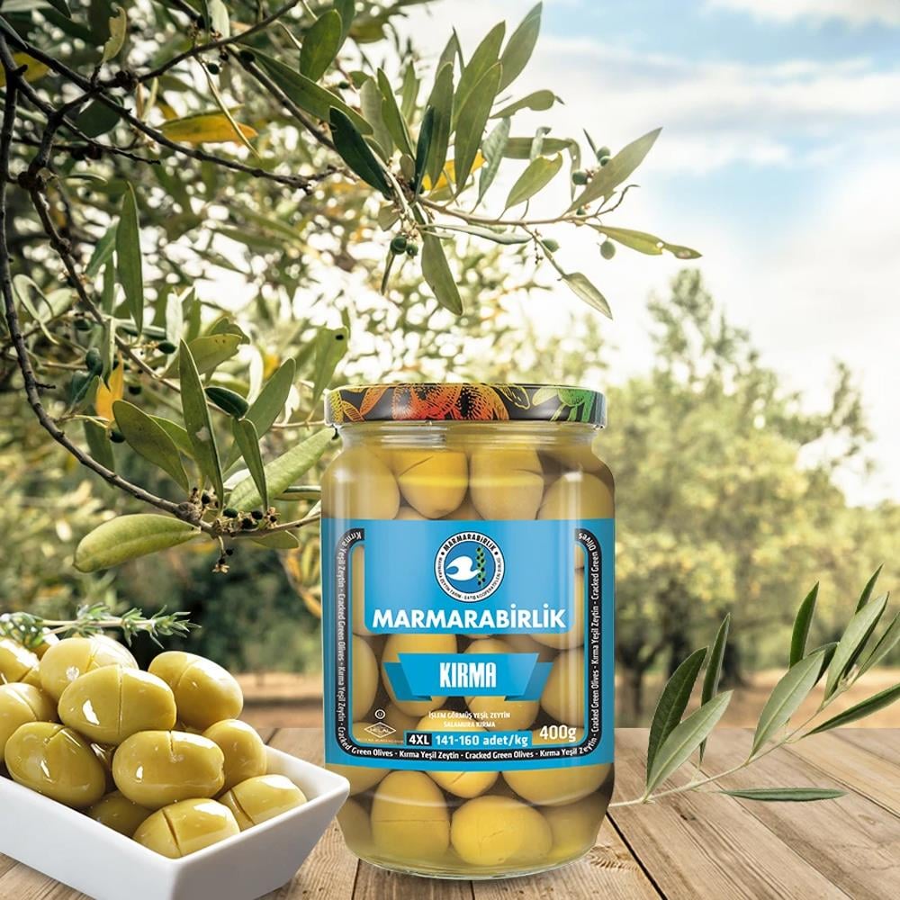 Yeşil ZeytinMarmara Birlik Kırma Yeşil Zeytin 400 Gr Cam 4xl