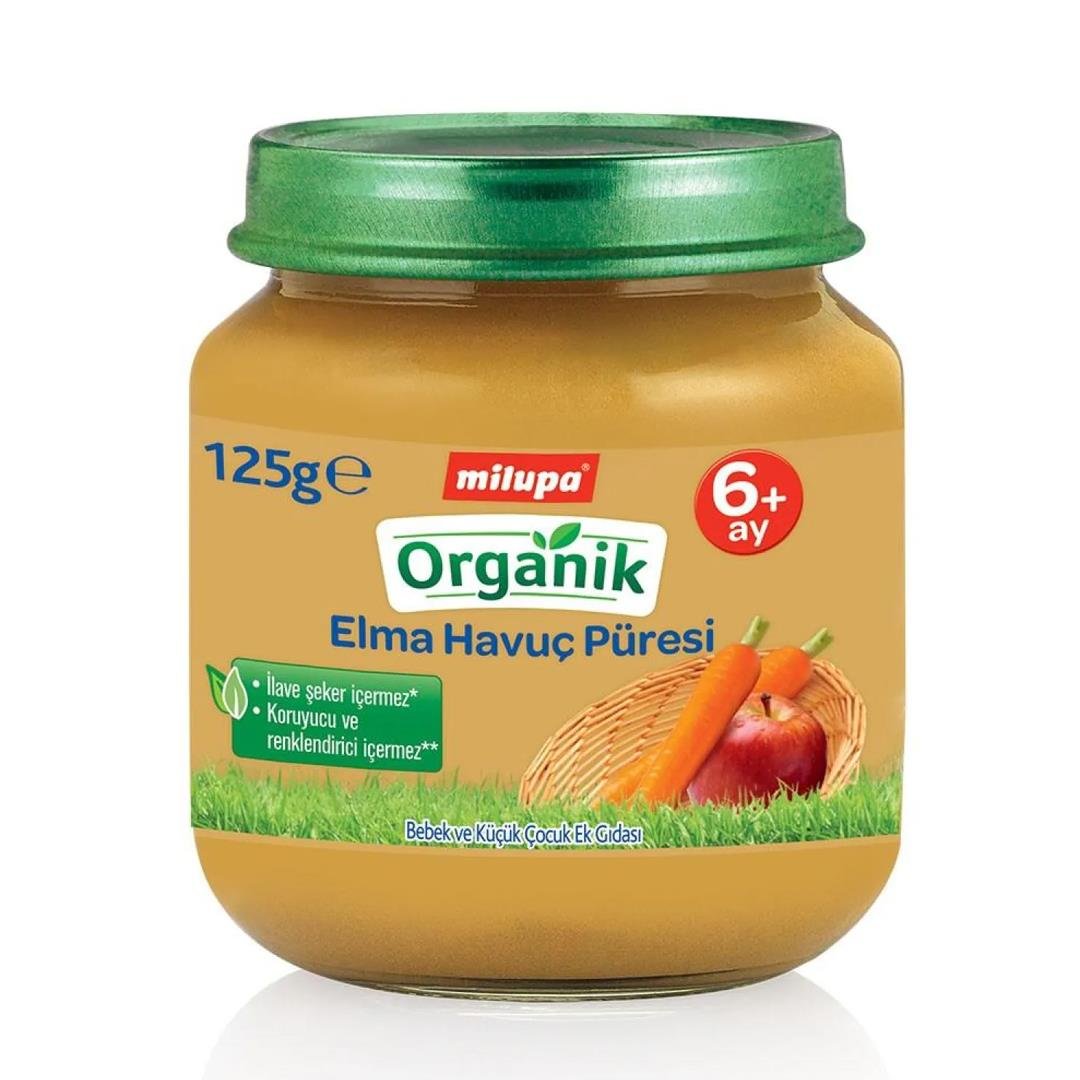 Bebek MamasıMilupa Organik Elmalı Havuçlu (Kavanoz Maması) 125 Gr