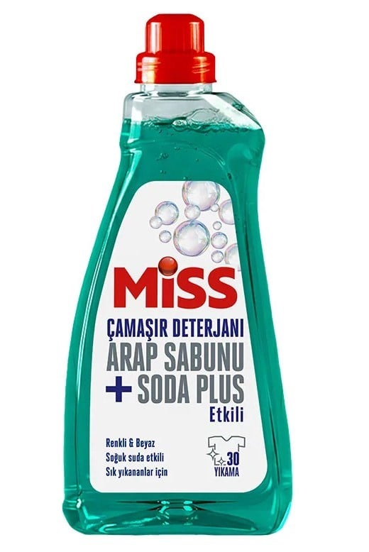 Sıvı Çamaşır DeterjanıMiss Sıvı Çamaşır Deterjanı Arap Sabunu+ Soda Plus Etkili 1500 lt