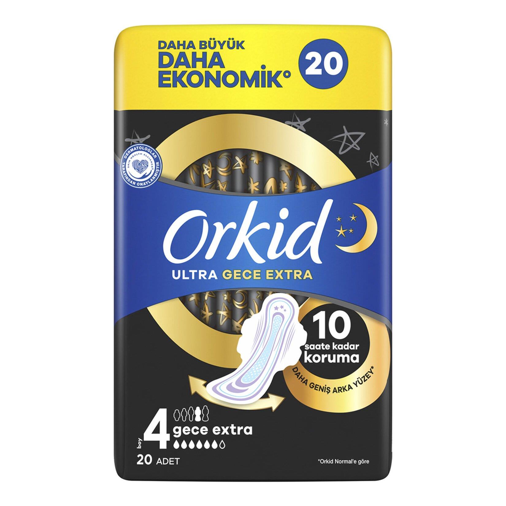 Ultra PedOrkid Hijyenik Ped Extra Dörtlü Gece 20 li