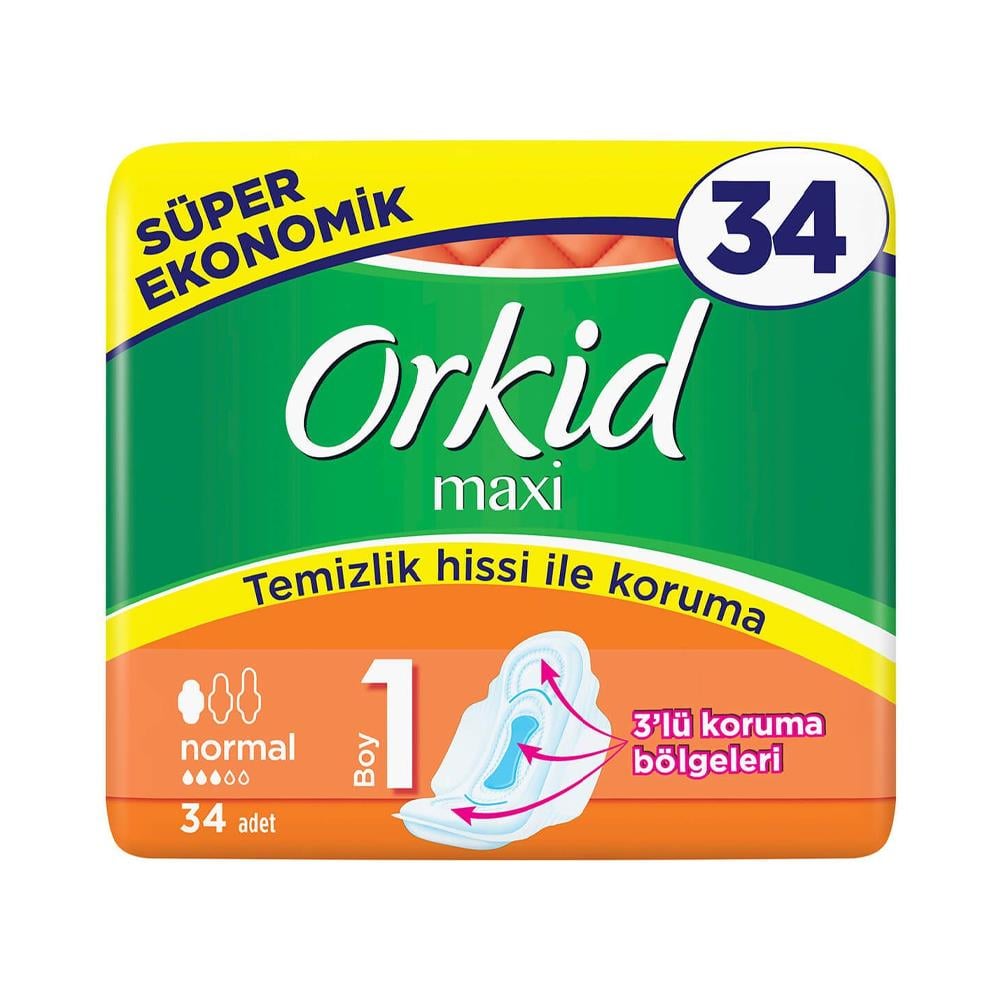 Orkid Maxi Hijyenik Ped Normal Süper Ekonomik Paket 34 lü
