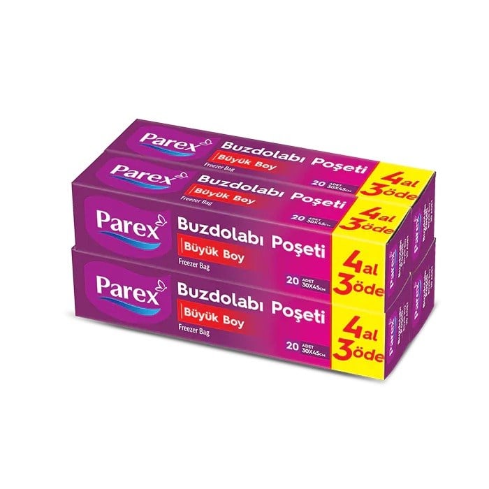 Dondurulmuş Gıda TorbasıParex Buzdolabı Poşeti Büyük Boy 30*45 Cm 20 li 4 al 3 öde