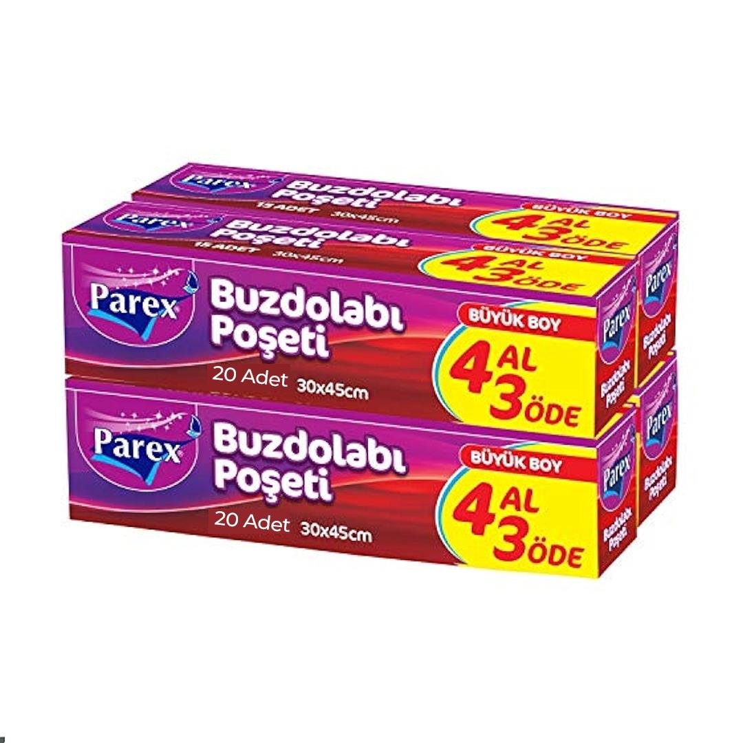 Dondurulmuş Gıda TorbasıParex Buzdolabı Poşeti Büyük Boy 30*45 Cm 20 li 4 al 3 öde