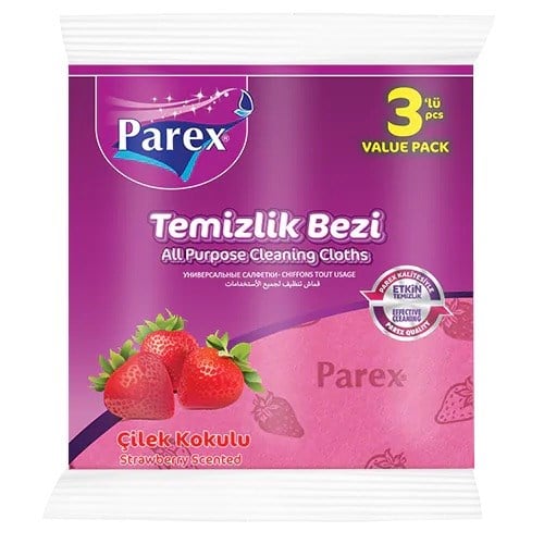 Temizlik BeziParex Rengarenk Tem Bezi Çilek Kokulu 3 lü