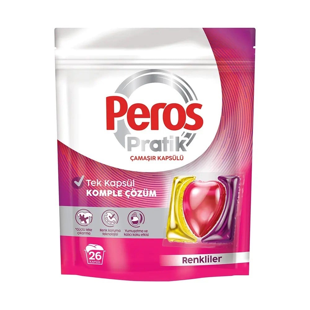 Çamaşır DeterjanıPeros Çamaşır Kapsülü Renkliler 26 lı 421 g