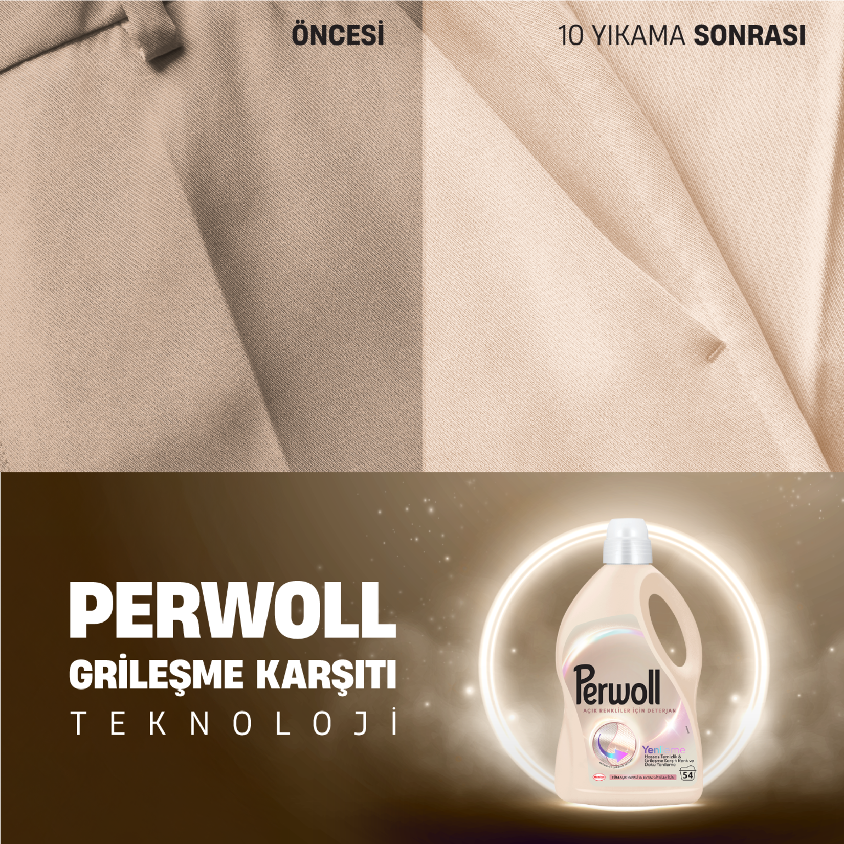 Sıvı Çamaşır DeterjanıPerwoll Yenileme&Onarım Açık Renkli 2.97 Lt (54 Yıkama)