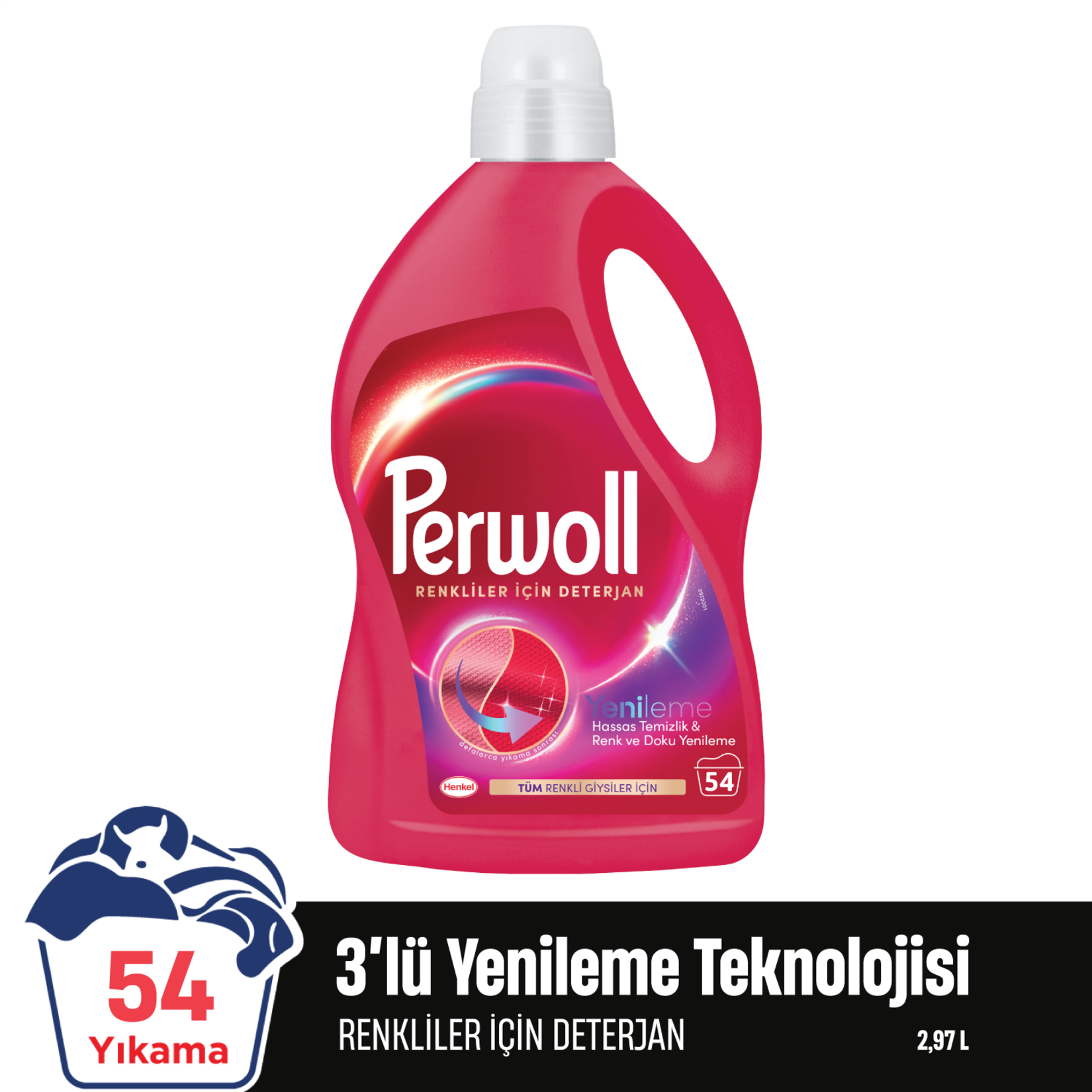 Sıvı Çamaşır DeterjanıPerwoll Yenileme&Onarım Renkli 2.97 Lt (54 Yıkama)