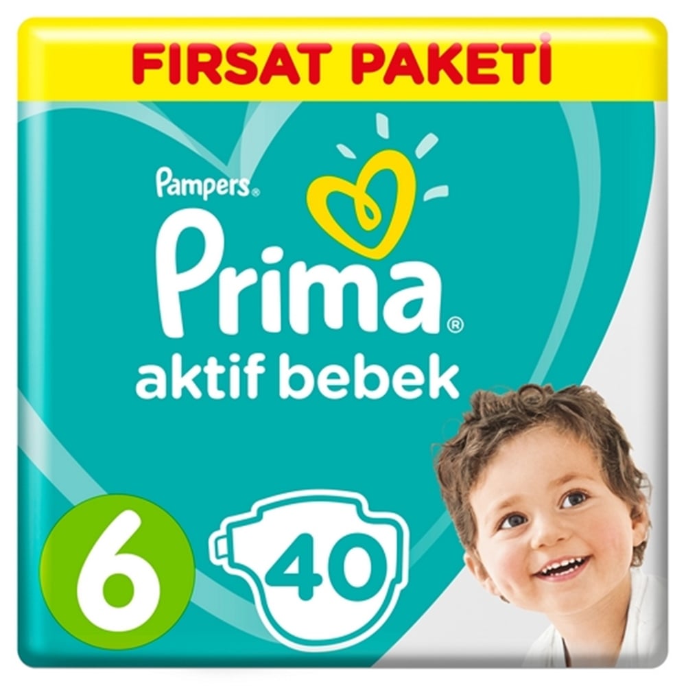 Prima Bebek Bezi Aktif Bebek 6 Beden 40 Adet Fırsat Paketi