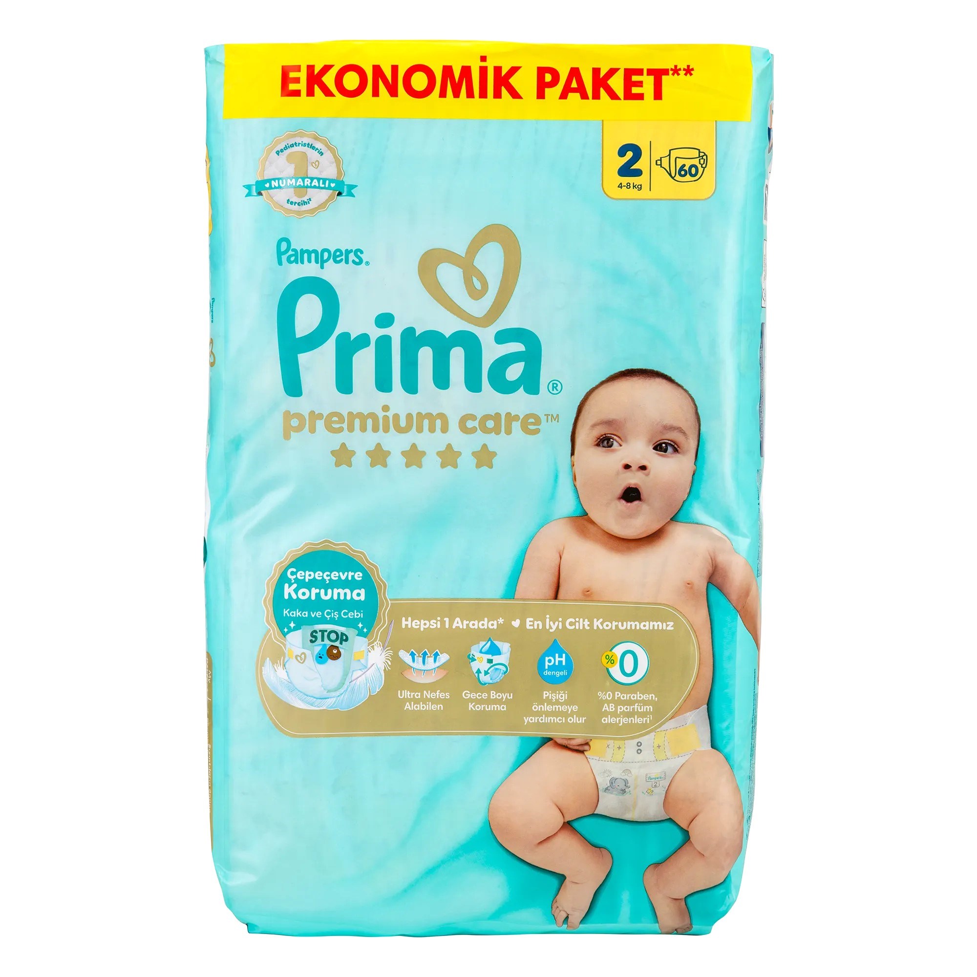 Bebek BakımPrima Bebek Bezi Premium Care 2 Beden Midi 4-8 60 lı
