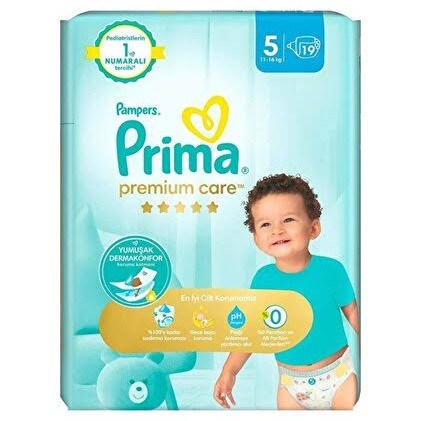 Bebek BezleriPrima Bebek Bezi Premium Care 5 Beden Junior 11-16 kg 19 lu