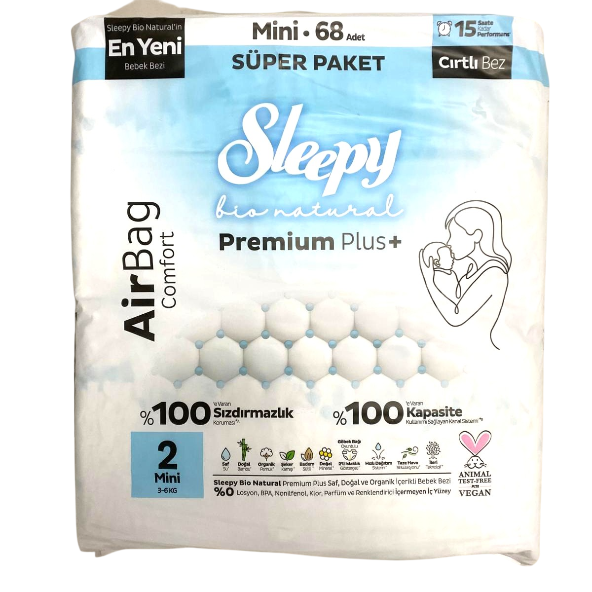 Bebek BezleriSleepy Bio Natural Airbag Comfort Bebek Bezi 2 Numara Mini 68 Adet