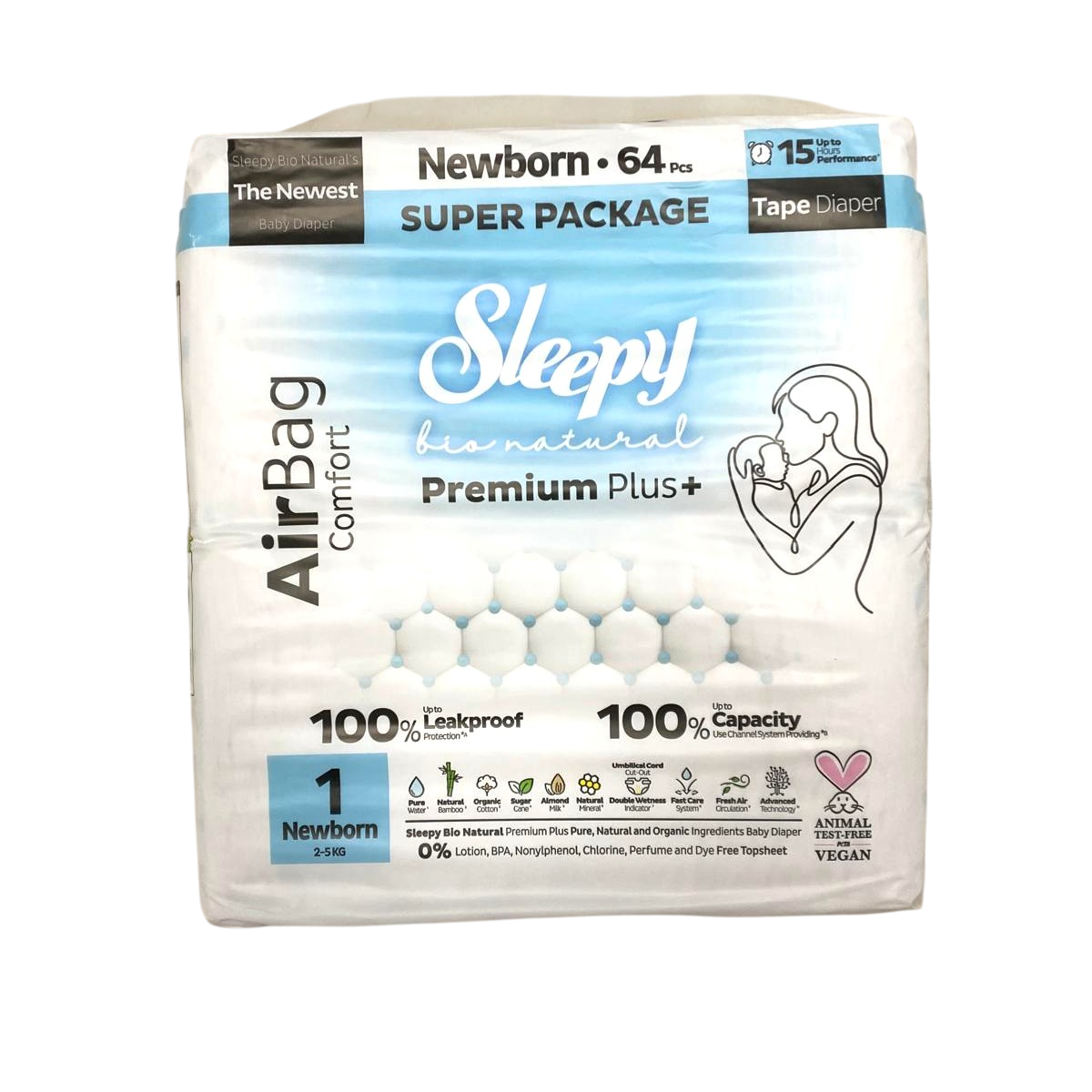 Bebek BezleriSleepy Bio Natural Airbag Comfort Bebek Bezi 1 Numara Newborn 64 Adet