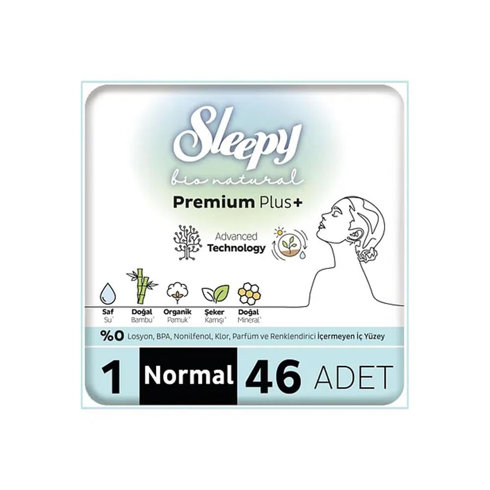 Ultra PedSleepy Bio Natural Premium Plus Hijyenik Ped Normal Mega Paket 46 Adet
