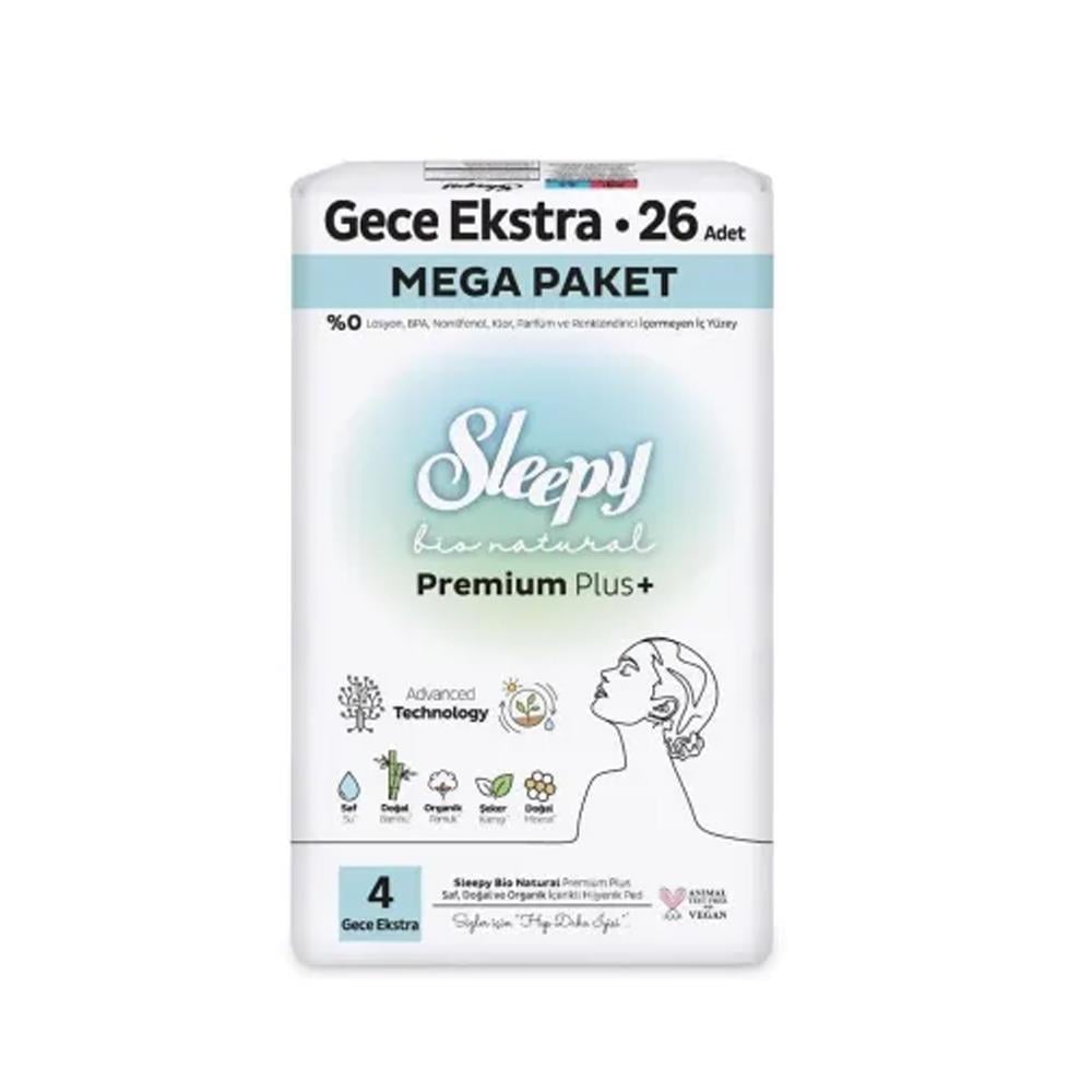 Ultra PedSleepy Bio Natural Premium Plus Mega Extra Gece Ped 26 Adet