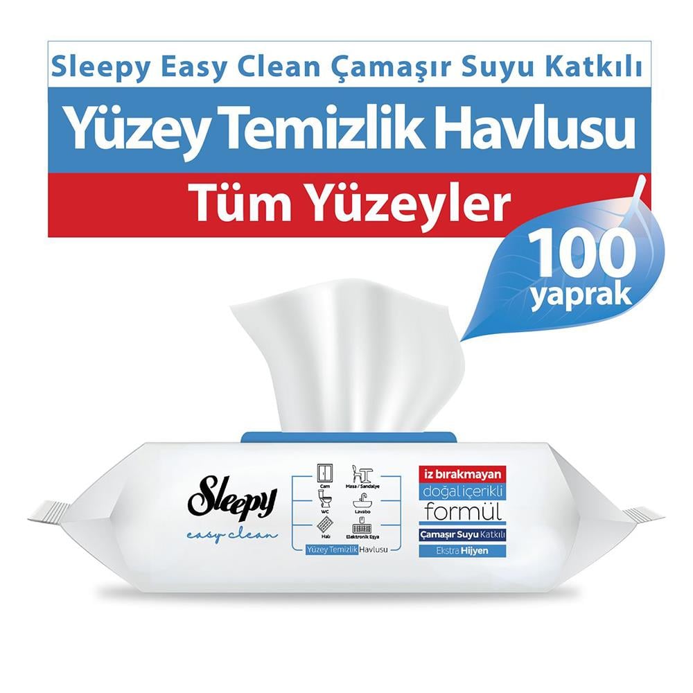 Temizlik BeziSleepy Easy Clean Yüzey Temizlik Havlusu 100 lü Çamasır Sulu Katkılı