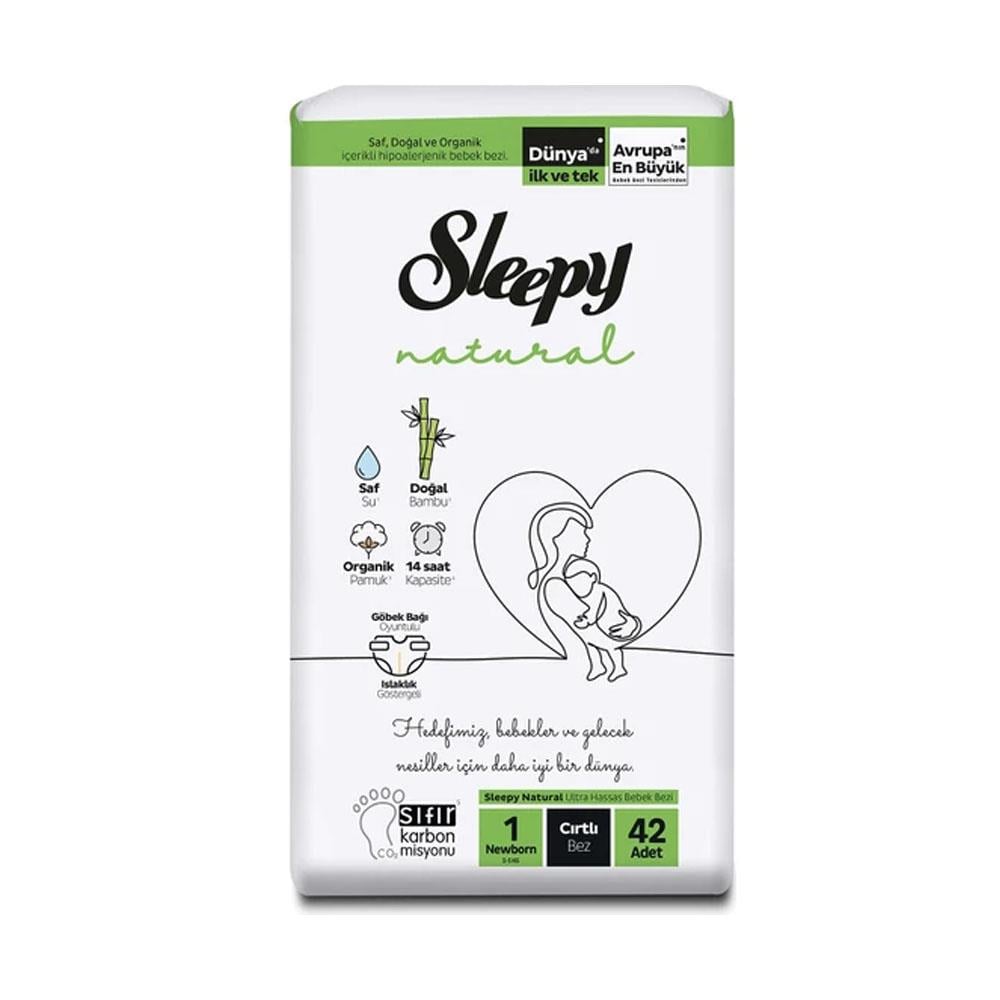 Sleepy Natural Bebek Bezi 1 Beden Yenidoğan 2-5Kg 42 li