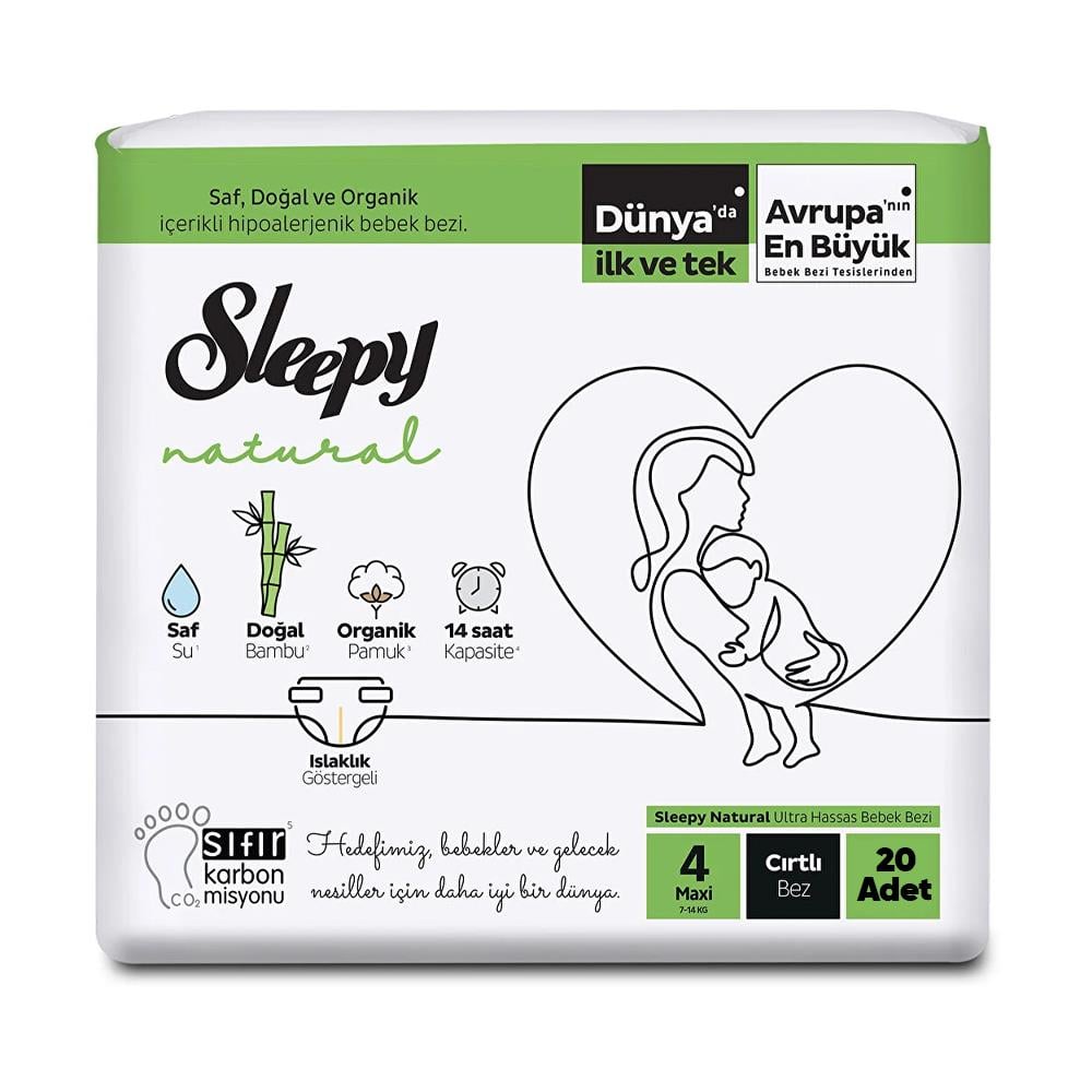 Bebek BezleriSleepy Natural Bebek Bezi Maxi No:4 20 Adet 7-14 kg