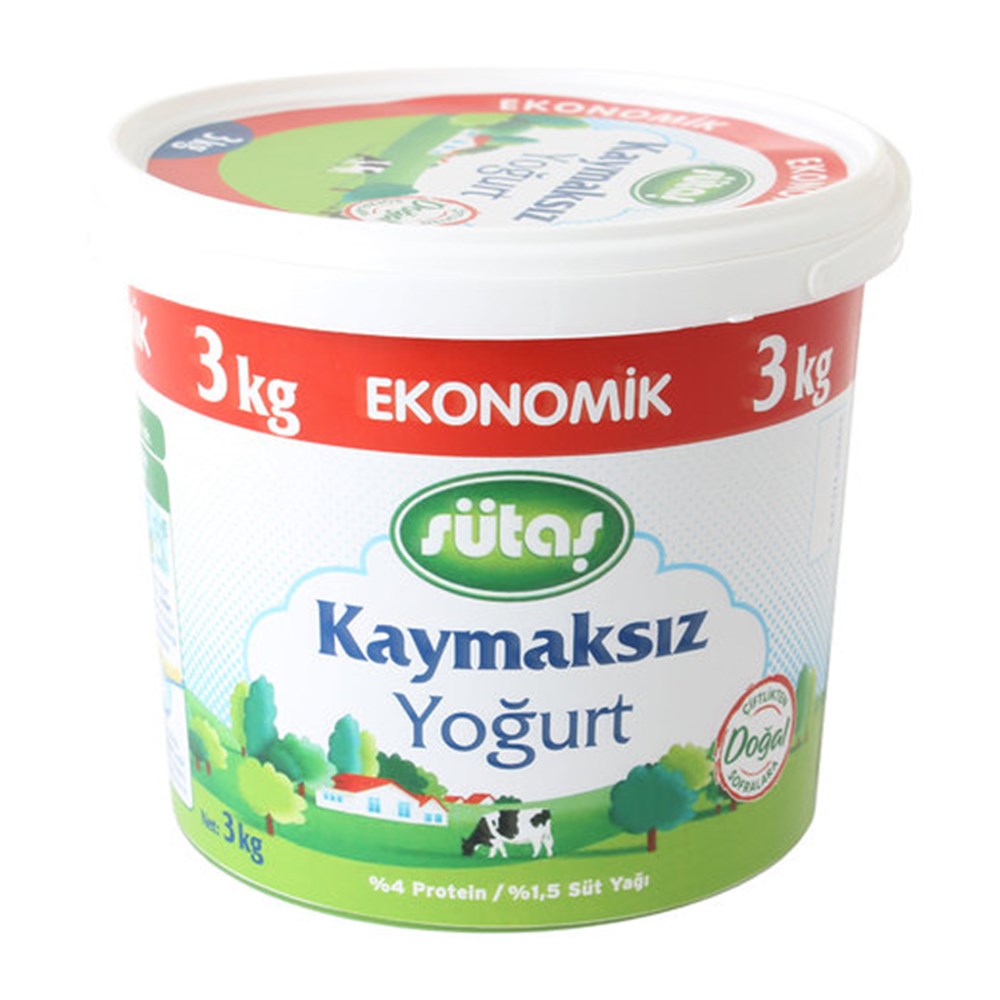 Sütaş Yoğurt Kaymaksız 3000 Gr