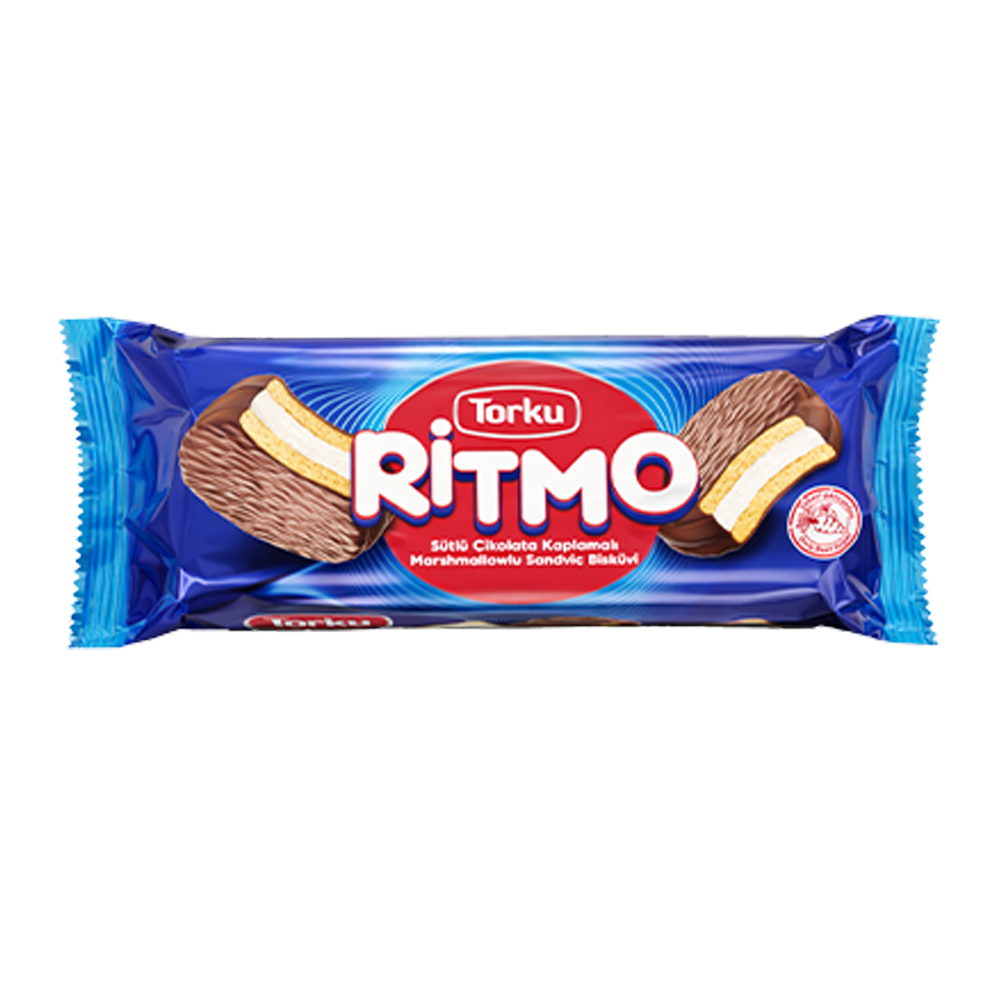 BisküviTorku Ritmo Sütlü Çikolata Kaplamalı Sandviç Bisküvi 240 g