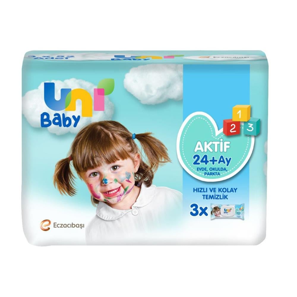 Tuvalet KağıdıUni Baby Aktif Islak Mendil 3*52 Adet