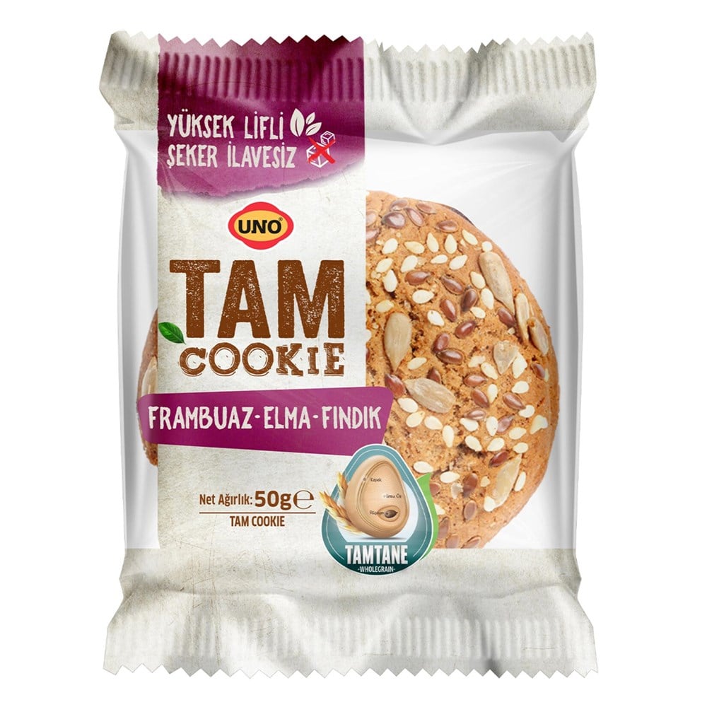 Uno Tam Cookie 50G Frambuaz Elma Fındık