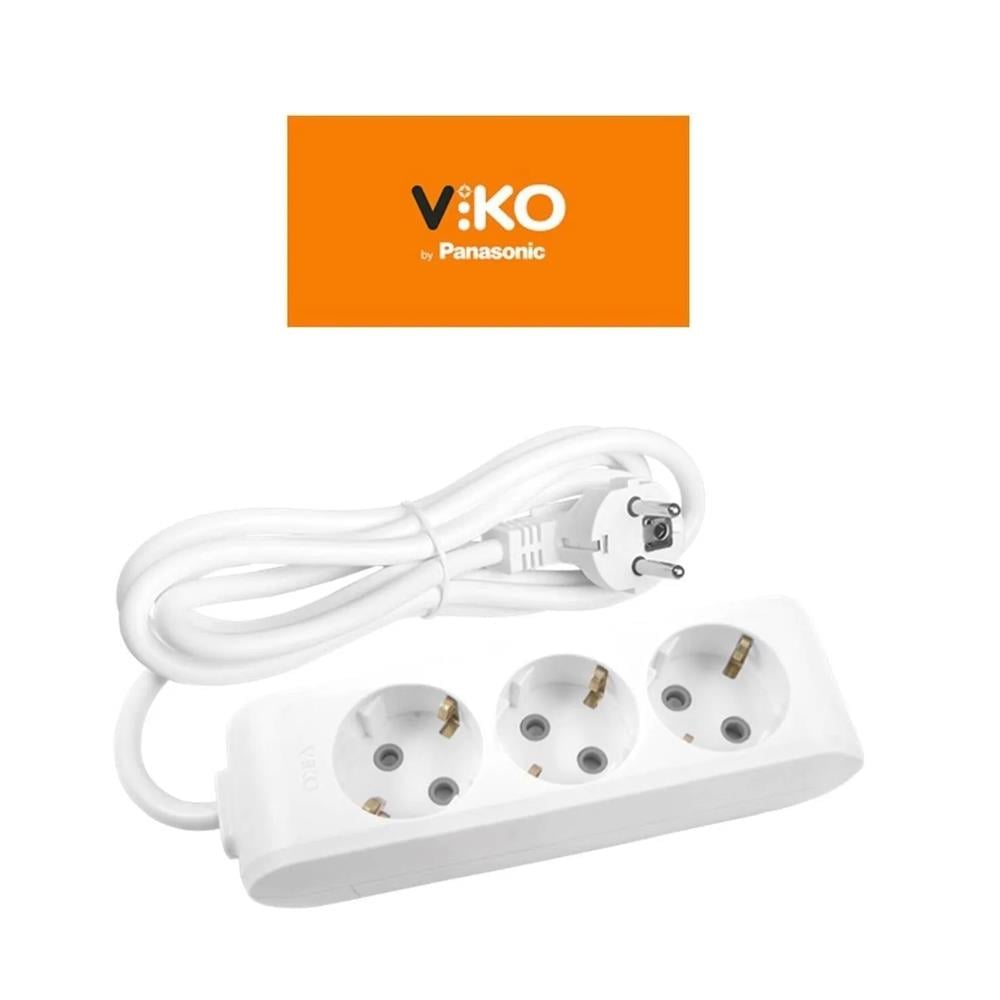 Elektrik & Tesisat MalzemeleriViko Multi-let 3 Lü 1 Metre Topraklı Kablolu Priz Çocuk Korumalı