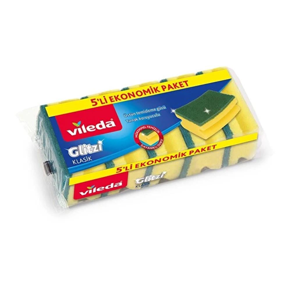 Bulaşık SüngeriVileda Sünger Yeşil Oluklu 5 Li