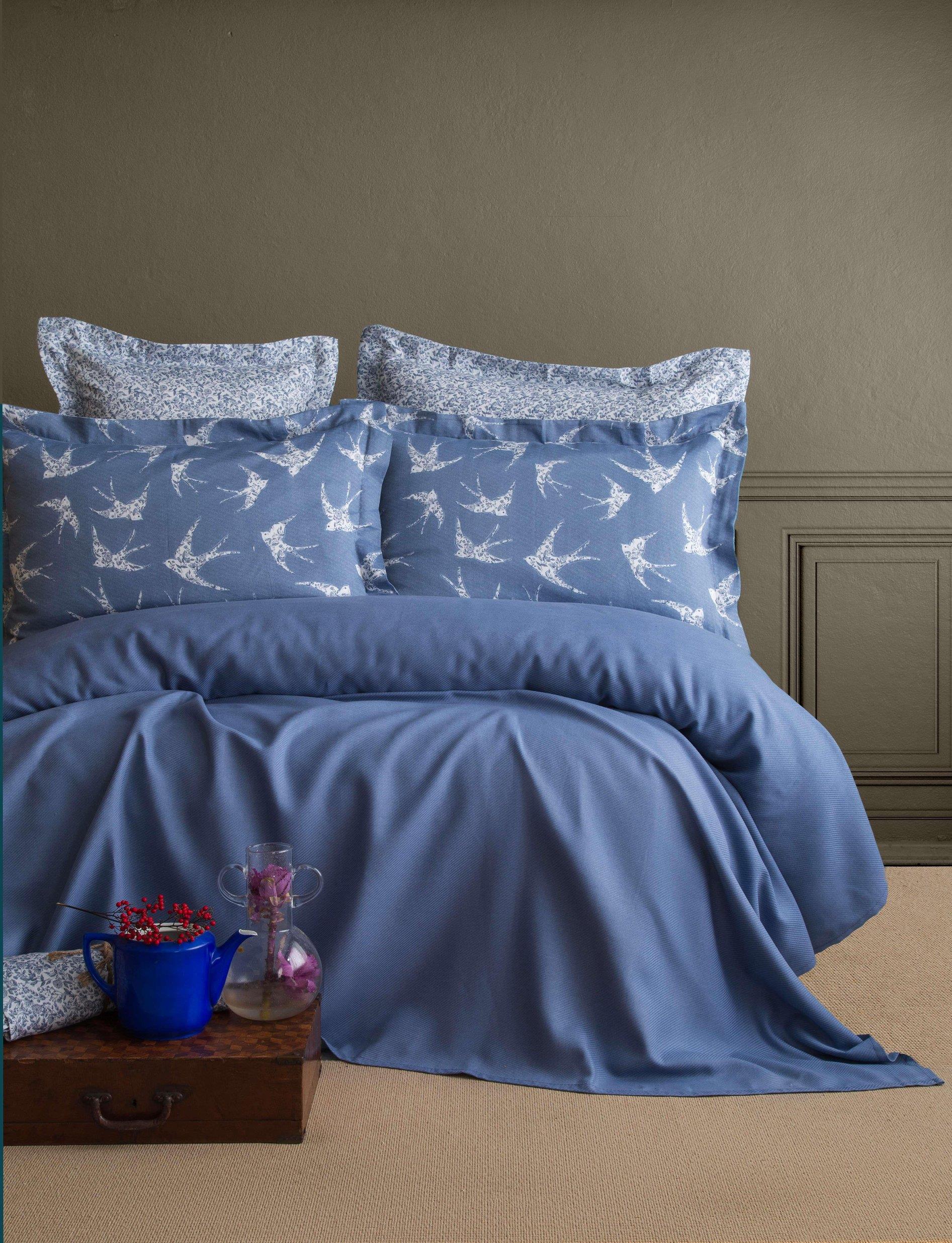 Apricitas Çift Kişilik Bambu Pıke Set Freely Indıgo