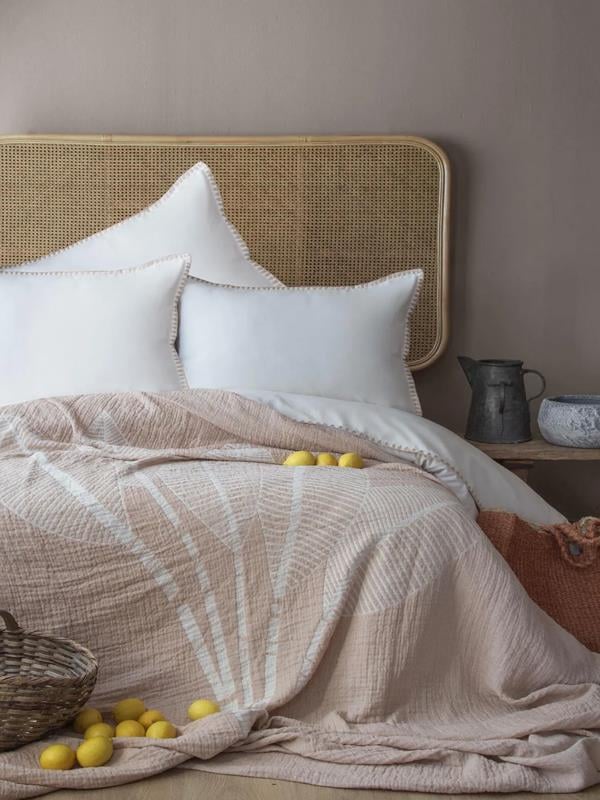 Apricitas Çift Kişilik Muslın Yatak Örtüsü Nevresim Set June Bej