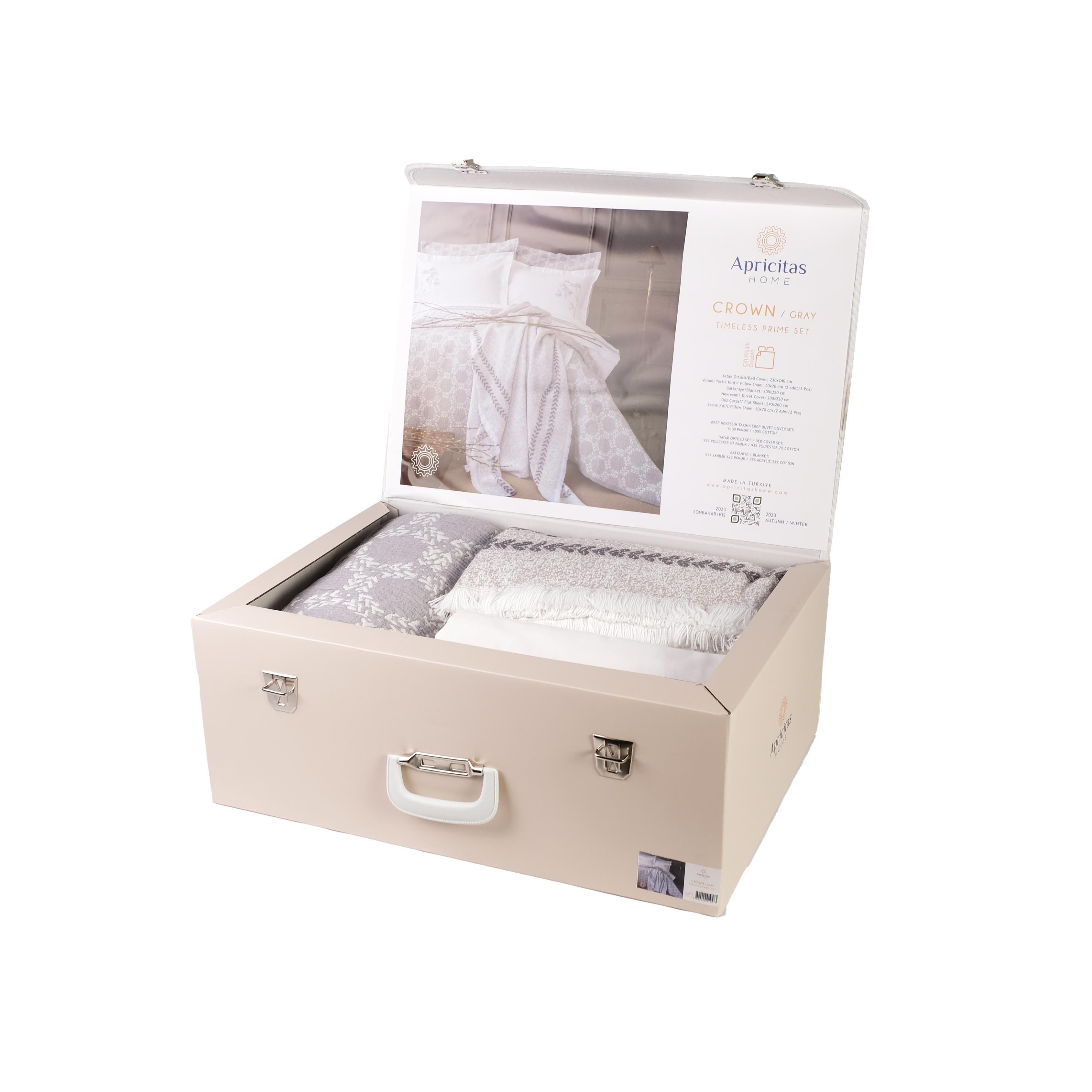 Apricitas Çift Kişilik Tımeless Prıme Set Crown Gray - Yatak Ortusu