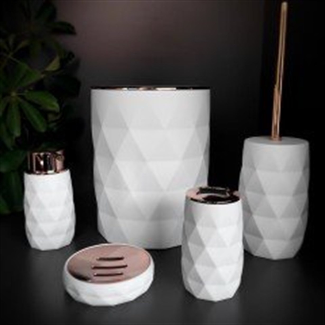 Arow Akrilik Rose Banyo Wc Takımı 5 li Sabunluk Fırçalık Set