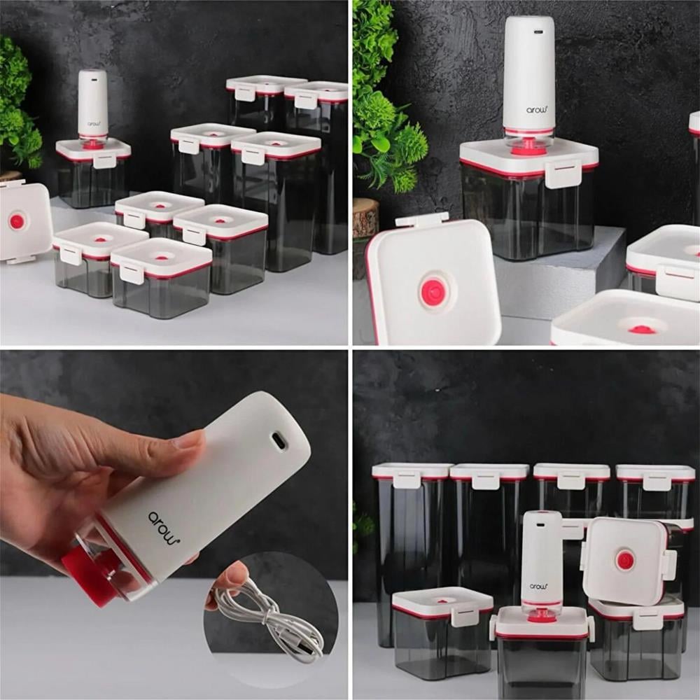 Arow Sunn 10 Parça Vakumlu Saklama Kabı Seti - Şeffaf / Beyaz