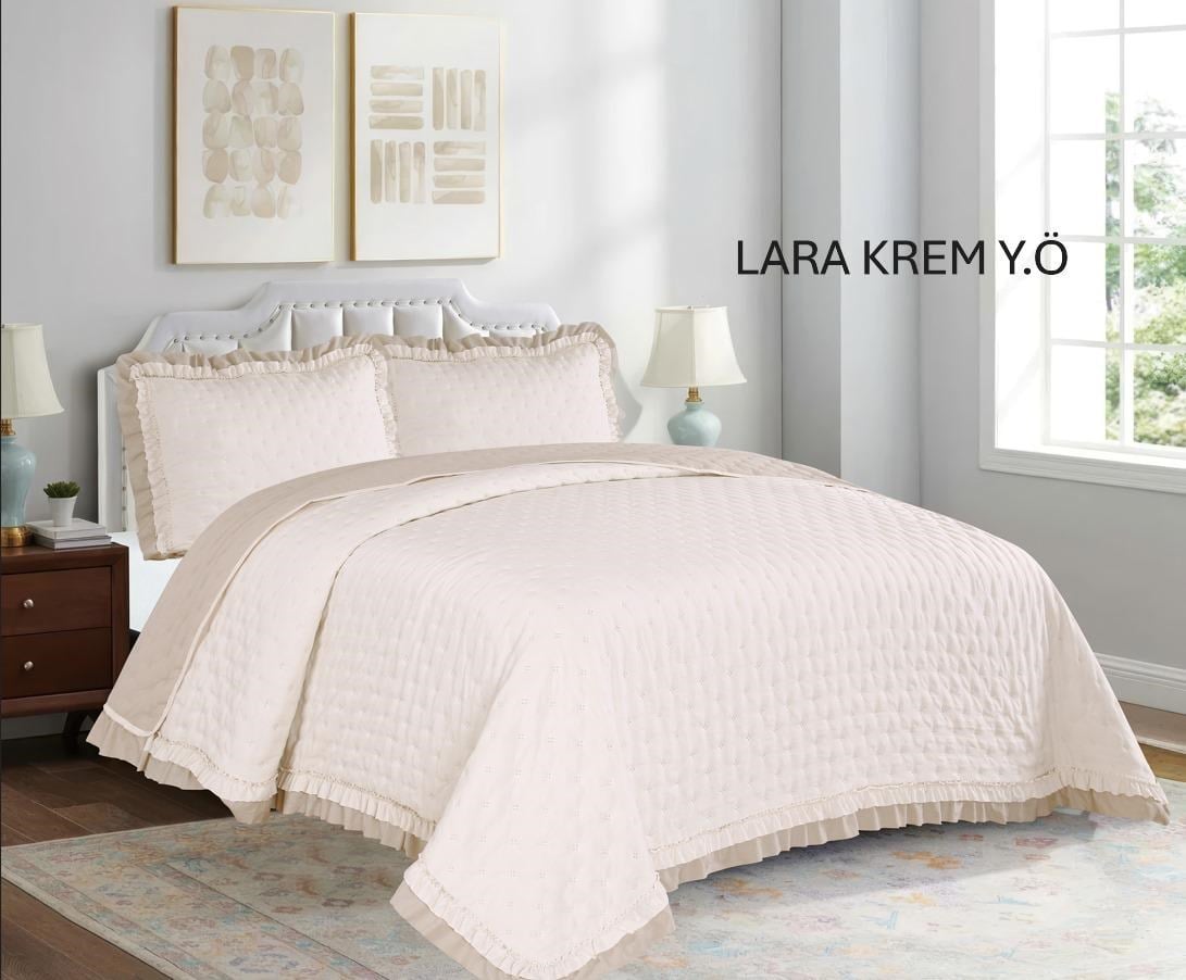 Çınar Yatak Örtüsü Çift Kişilik Lara Krem 240x260