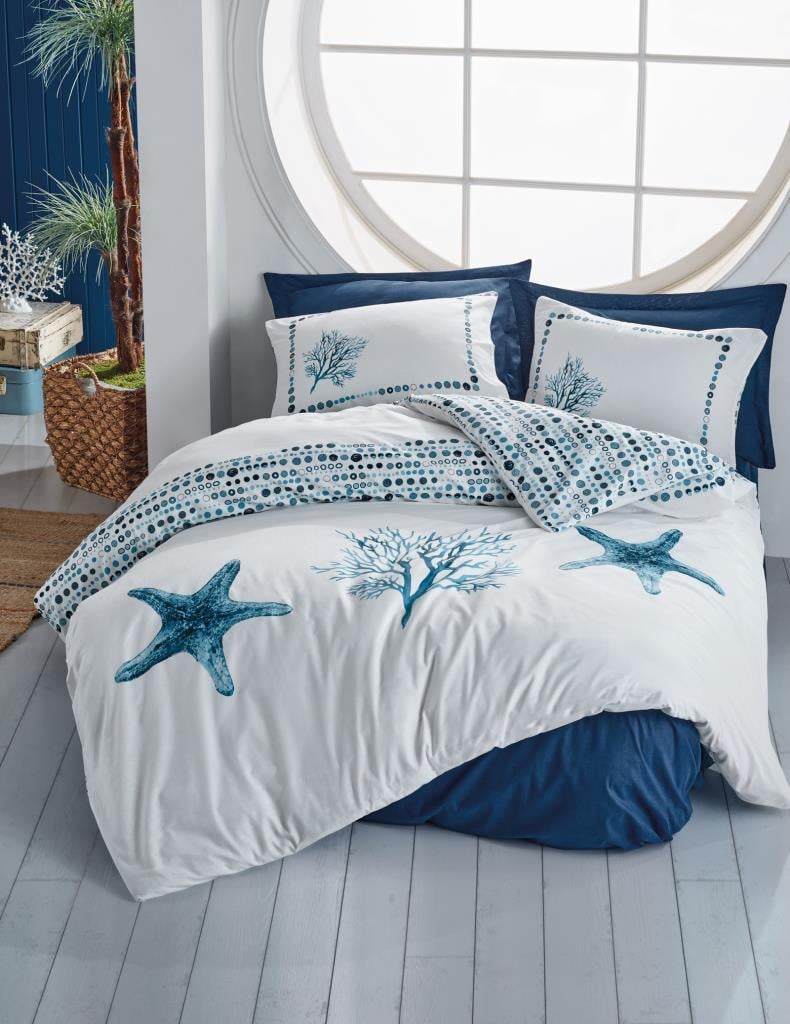 Cotton Box Maritime Nevresim Takımı Çift Kişilik Star Lacivert