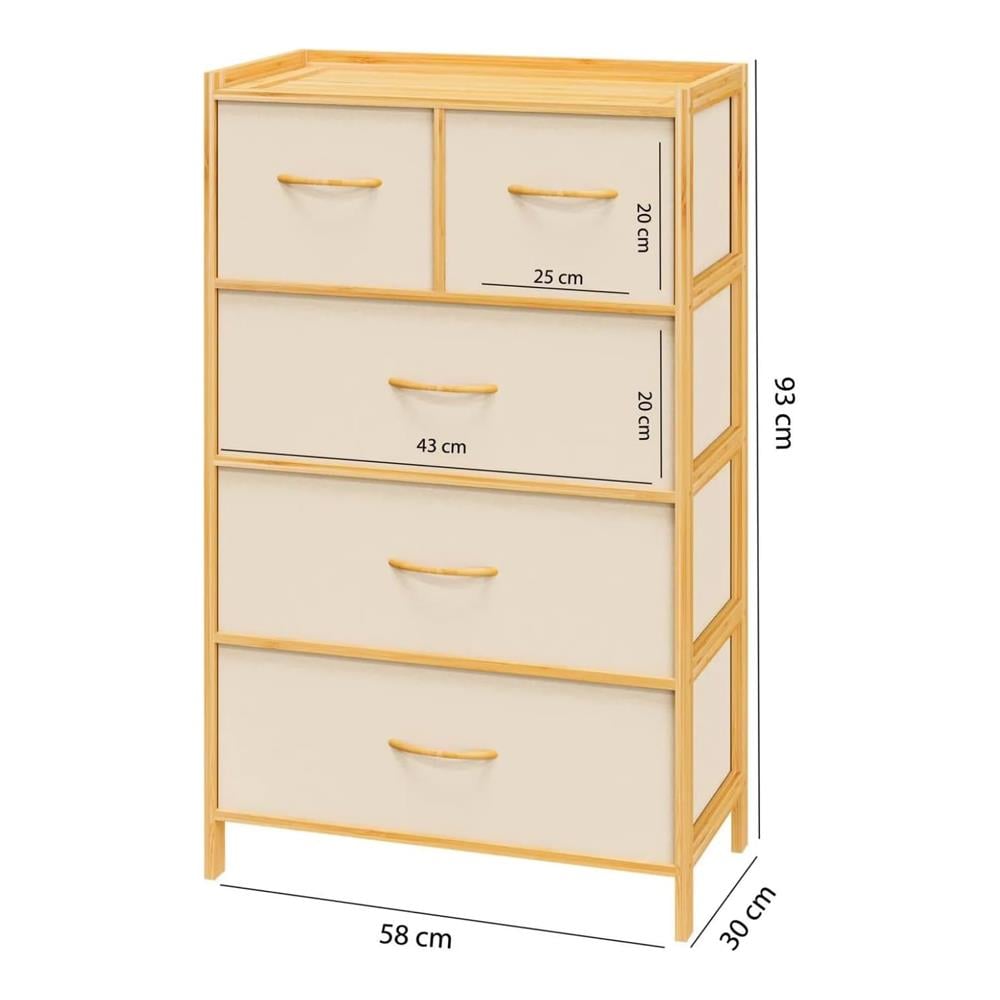 Dıgıthome Dolap Beş Çekmeceli Bambu 0013