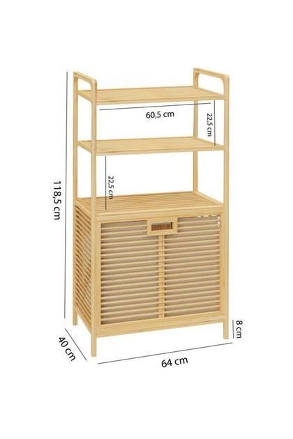Dıgıthome kirli sepeti Banyo Düzenleyici 3 Raflı Bambu Db-0011