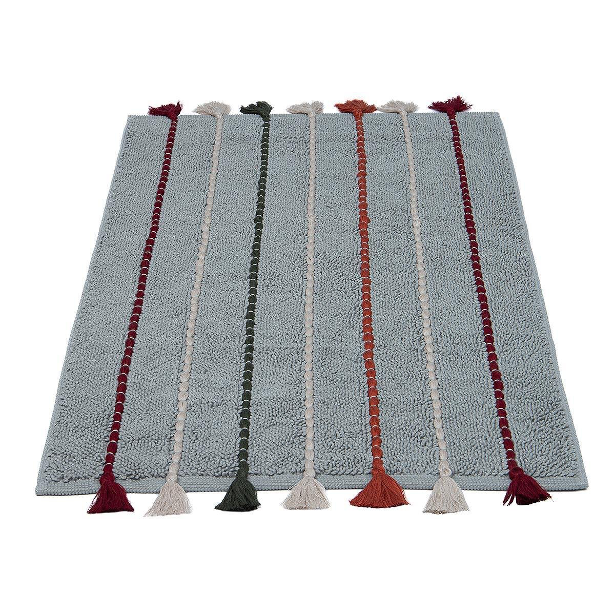 Ecocotton Katari Banyo Paspası %100 Pamuk El Nakışlı Yeşil 50x80 Cm