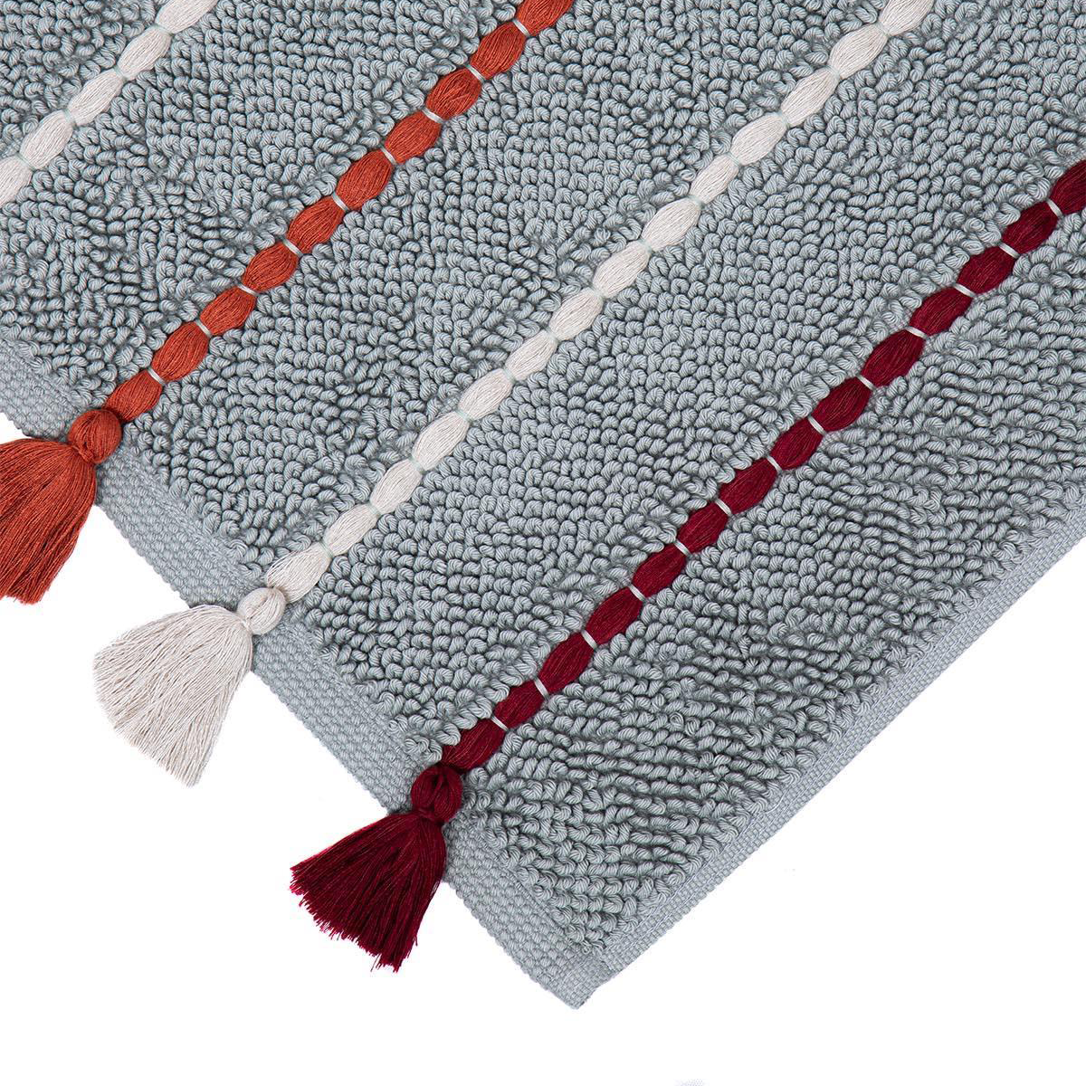 Ecocotton Katari Banyo Paspası %100 Pamuk El Nakışlı Yeşil 50x80 Cm