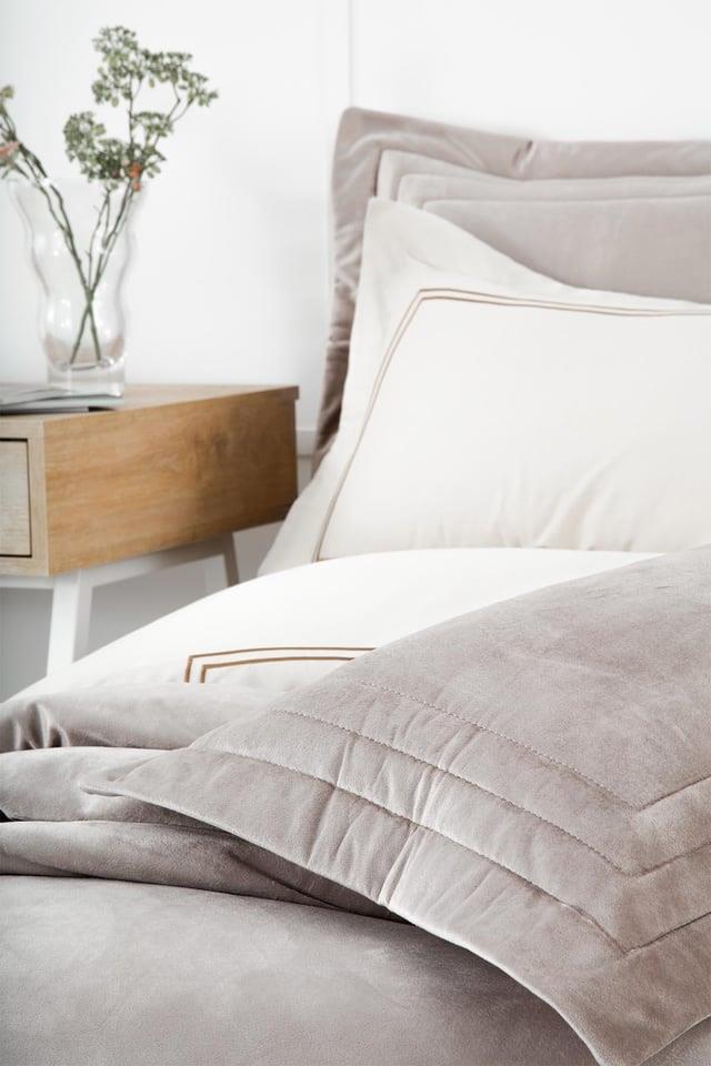 Ecocotton Yatak Örtüsü Çift Kişilik Feza Gri 240x260 %100 Organik