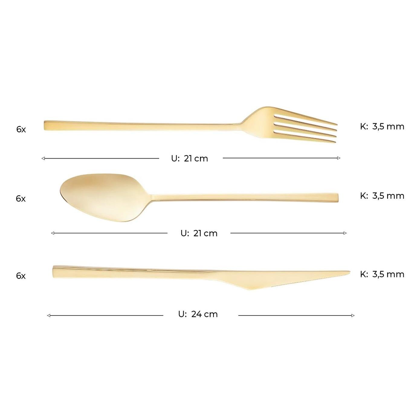 Emsan Alba 18 Parça Parlak Gold Tatlı Kutulu Çatal Kaşık Bıçak Takımı