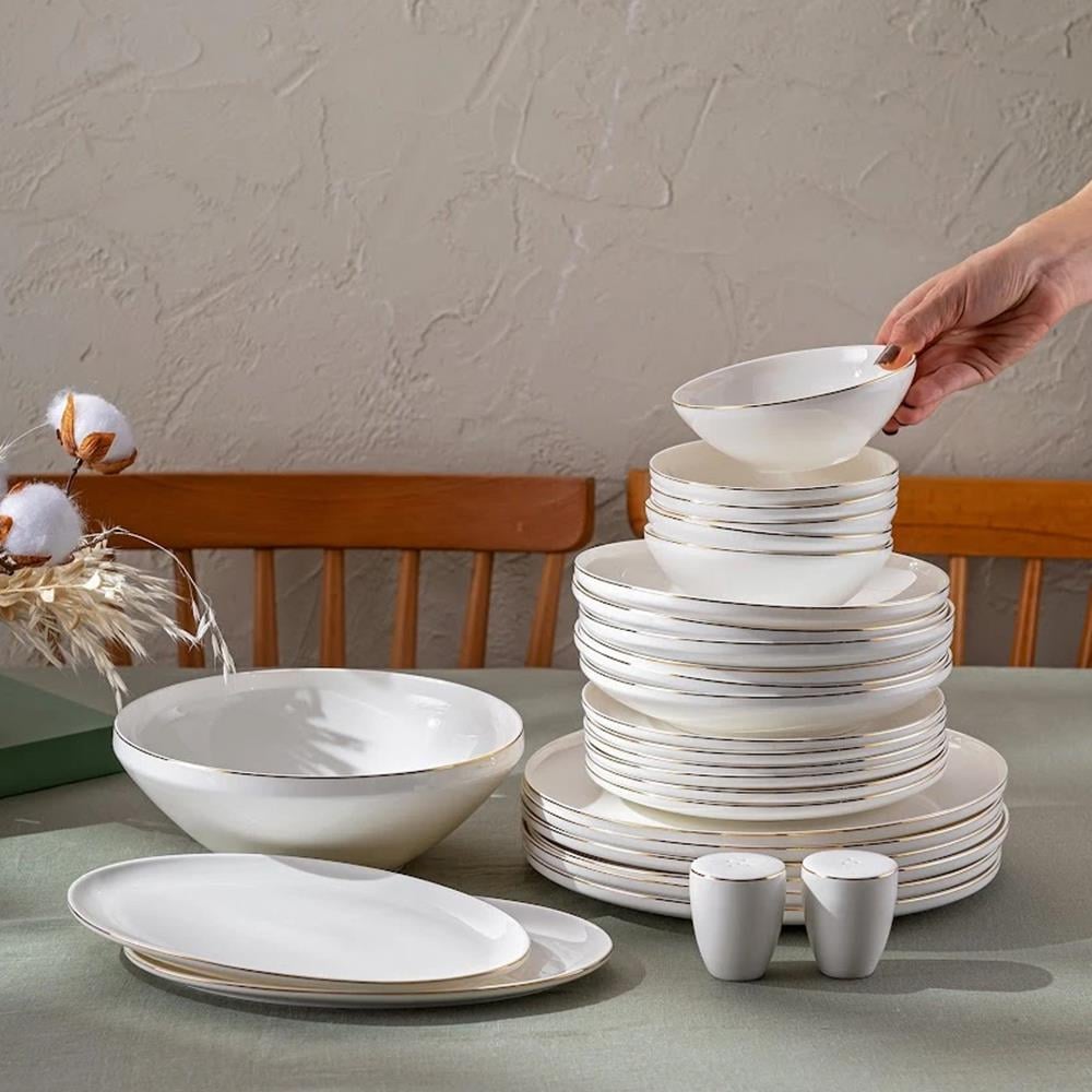 Emsan Alya Beyaz Gold 53 Parça 6 Kişilik Yemek Takımı