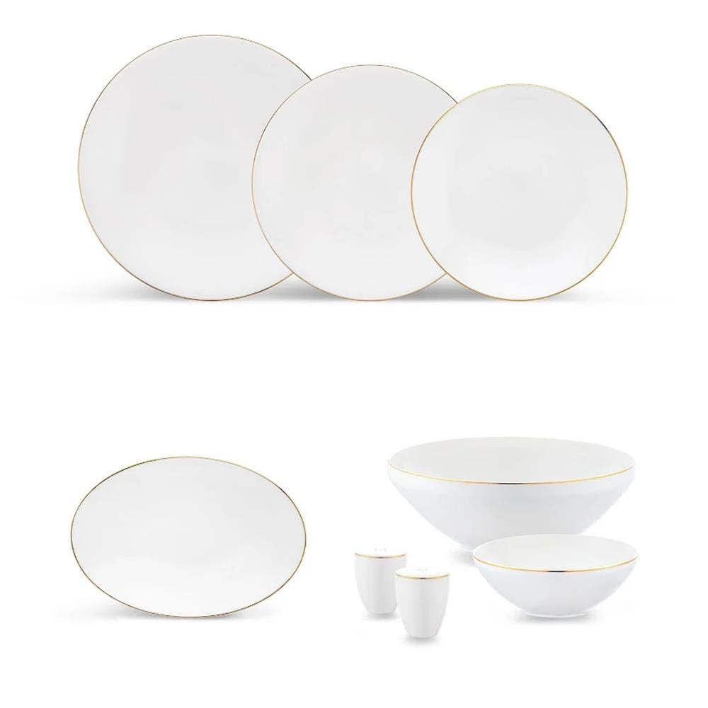 Emsan Alya Beyaz Gold 53 Parça 6 Kişilik Yemek Takımı