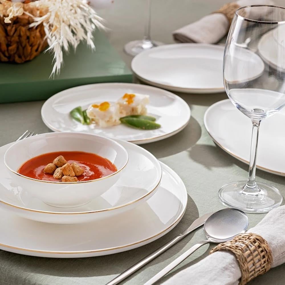 Emsan Alya Beyaz Gold 53 Parça 6 Kişilik Yemek Takımı